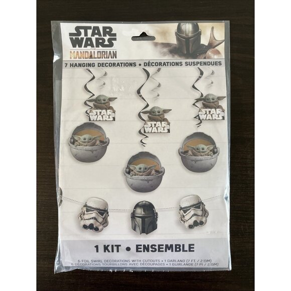 NIP Star Wars Mandalorian 7-Piece Hanging Decoration Kit Birthday Party - Picture 1 of 2